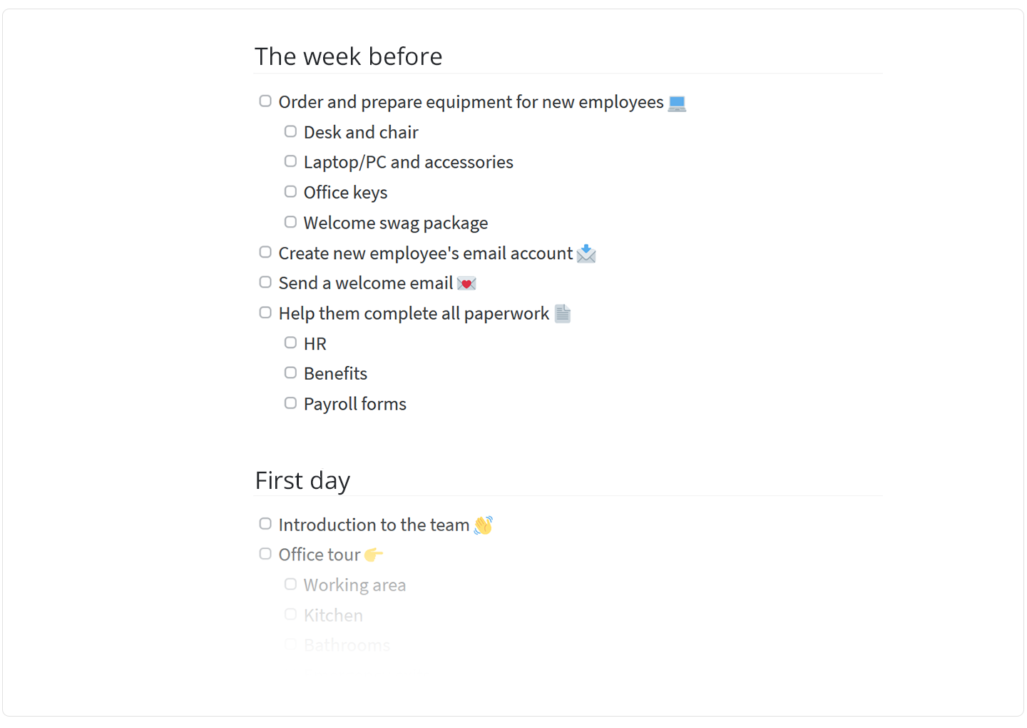 nuclino-employee-onboarding-checklist